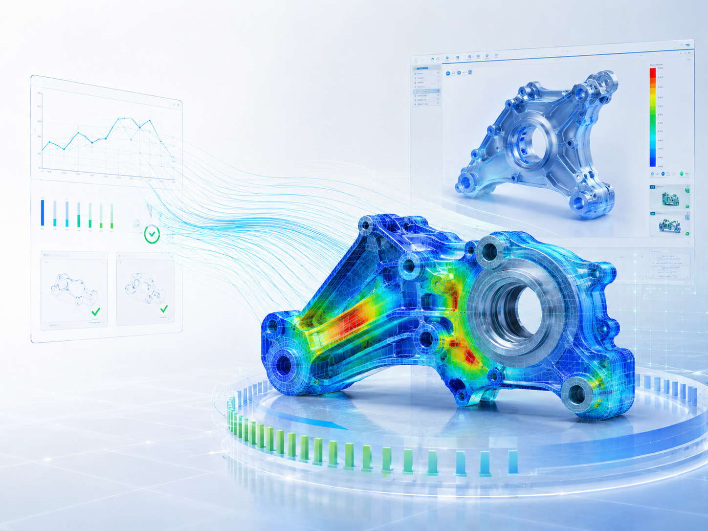 Creo Simulation Analysis แสดงผลวิเคราะห์ความแข็งแรงของโมเดล 3D